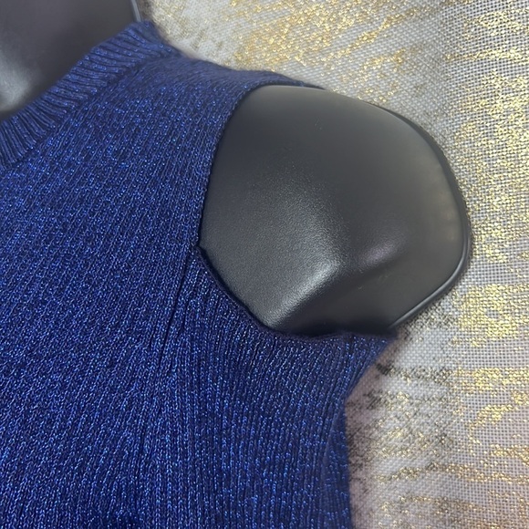 Clockhouse Blue Glittery Open Shoulder Stretchy Sweater Size M - Picture 7 of 15